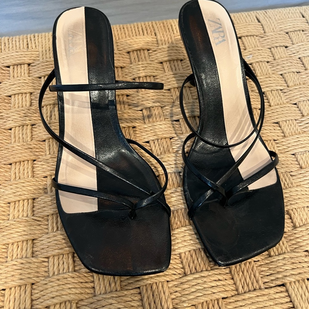 Zara Black Strappy Heels